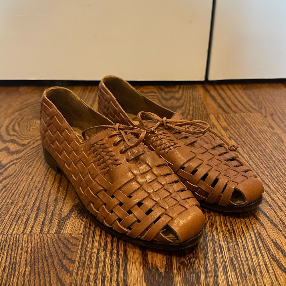 Sam Edelman Rishel Woven Leather Huarache Flat - Size 7.5